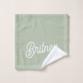 セージモダン・グパーソナライズされたリーン・モノグラムと名前 バスタオルセット (ウォッシュタオル)