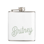 セージモダン・グパーソナライズされたリーン・モノグラムと名前 フラスク (正面)