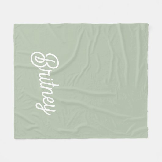 セージモダン・グパーソナライズされたリーン・モノグラムと名前 フリースブランケット (正面(横))