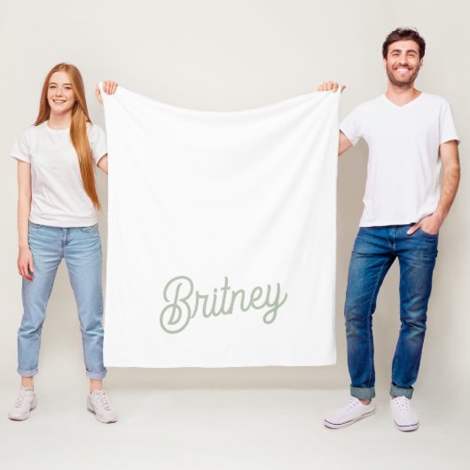 セージモダン・グパーソナライズされたリーン・モノグラムと名前 フリースブランケット (インサイチュ)