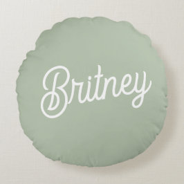 セージモダン・グパーソナライズされたリーン・モノグラムと名前 ラウンドクッション