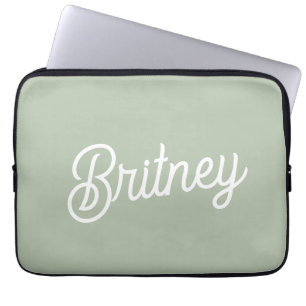 セージモダン・グパーソナライズされたリーン・モノグラムと名前 ラップトップスリーブ