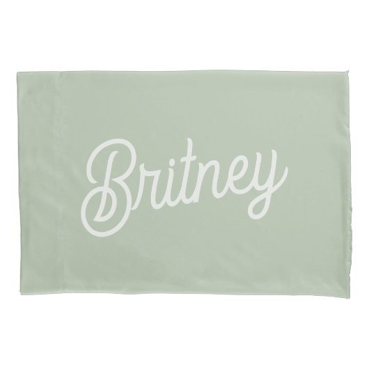 セージモダン・グパーソナライズされたリーン・モノグラムと名前 枕カバー (正面)