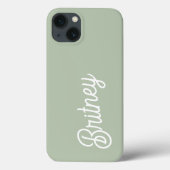 セージモダン・グパーソナライズされたリーン・モノグラムと名前 Case-Mate iPhoneケース (裏面)