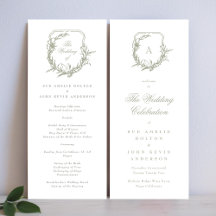 セージモノグラムのグリーン結婚クラシック