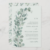 セージモノグラムのユ結婚ーカリ 招待状 (正面/裏面)