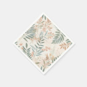 セージュの植物学的なほほえみ葉の水彩模様 スタンダードカクテルナプキン (角)