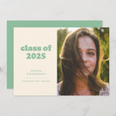 セージレトロシンプル写真卒業 案内状 (正面/裏面)