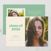 セージレトロシンプル写真卒業 案内状 (正面/裏面)