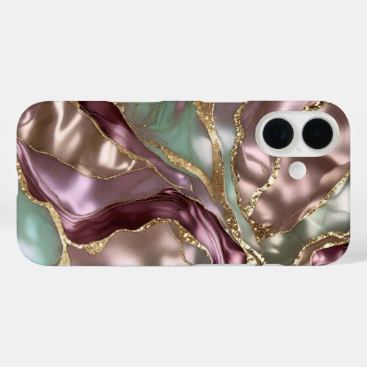 セージローズゴールド大理石スマホケース 高級 Case-Mate iPhoneケース (裏面 (横))