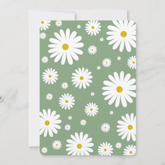 セージワイルドフラワーデイジーガール誕生日招待状 招待状 (裏面)