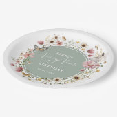 セージワイルドフラワーフェアリープリンセス誕生日ティーパーティー ペーパープレート (アングル)