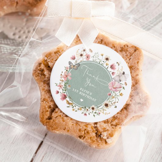 セージワイルドフラワーフェアリープリンセス誕生日ティーパーティー ラウンドシール