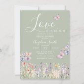 セージワイルドフラワーフローラバタフライブライダルシャワー 招待状 (正面)