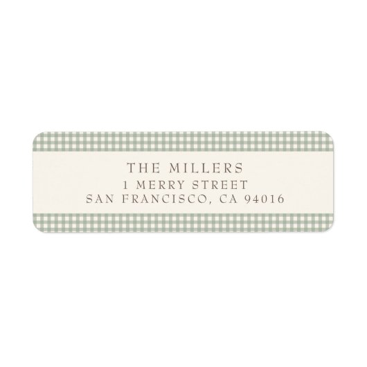 セージヴィンテージギンガムクリスマス住所 シール (正面)