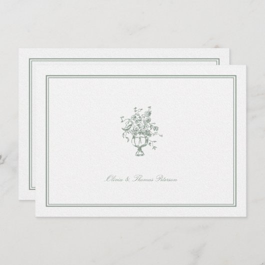 セージヴィンテージクラシックブーケ結婚フレームズカップル ノートカード (正面/裏面)