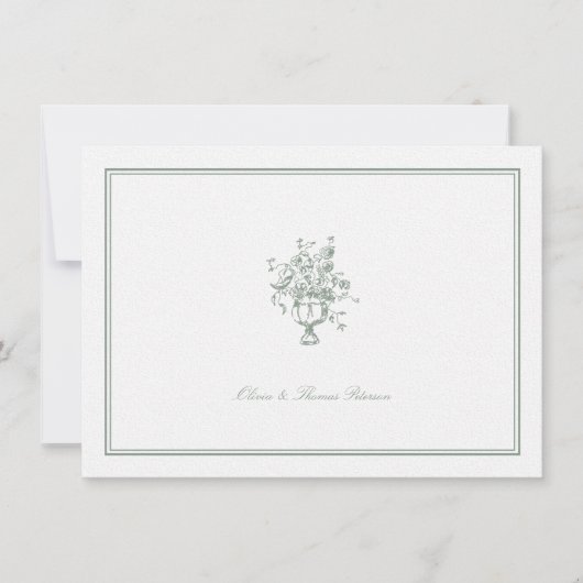 セージヴィンテージクラシックブーケ結婚フレームズカップル ノートカード (正面)