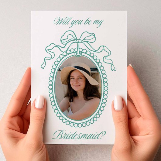 セージヴィンテージビーズ付きフレームボウのブリデスメイド提案 招待状