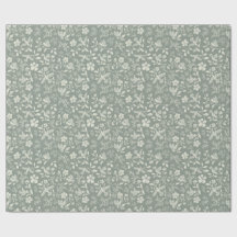 セージヴィンテージフローラ鳥プリント包装紙