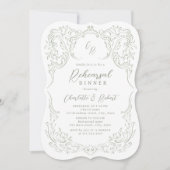 セージヴィンテージフローリッシュモノグラムリハーサルディナー 招待状 (正面)