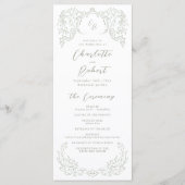 セージヴィンテージフローリッシュモノグラム結婚式 プログラム (正面)