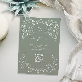 セージヴィンテージフローリッシュモ結婚ノグラム詳細 エンクロージャーカード