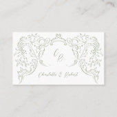 セージヴィンテージフローリッシュQRコードウェブサイトカード プレイスカード (裏面)