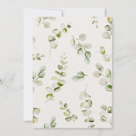 セージ中立Boho服ラインベビーシャワー 招待状 (裏面)