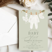 セージ中立Boho服ラインベビーシャワー 招待状