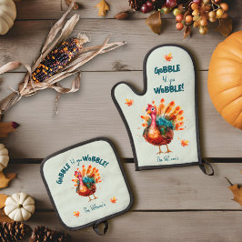 セージ予測できなグリーンウォーター色トルコ感謝祭 鍋つかみ&鍋敷きセット