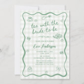セージ予測できなグリーンブライダルティーパーティー 招待状 (正面)