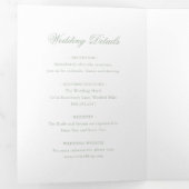 セージ伝統的グリーンエレガフォーマルントウェディング 三つ折り招待状 (内部最初)