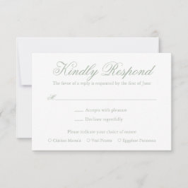 セージ伝統的グリーンエレガフォーマルントウェディング 出欠カード