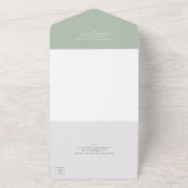 セージ伝統的グリーンエレガントな結婚式 オールインワン招待状 (外側)