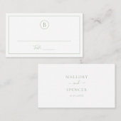 セージ伝統的グリーンエレガントな結婚式 プレイスカード (正面/裏面)