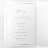 セージ伝統的グリーンエレガントな結婚式 三つ折り招待状 (内部最初)