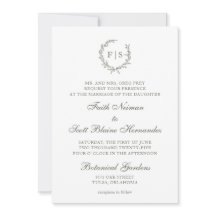 セージ伝統的グリーンリース結婚式招待状