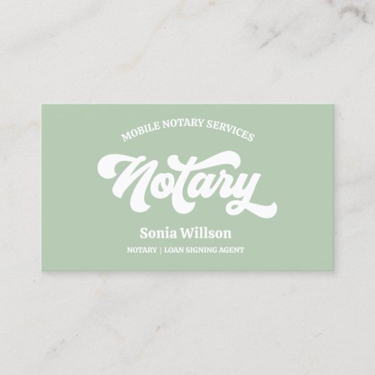 セージ公証人ローン署名代理人の書道 名刺 (正面)