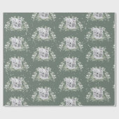 セージ冬ワンダーランドアーチックアニマルベビーシャワー ラッピングペーパー (フラット)