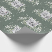 セージ冬ワンダーランドアーチックアニマルベビーシャワー ラッピングペーパー (角)