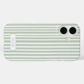 セージ名門私立校風のグリーンストライプモノグラムかわいらしiPhone 16 Case-Mate iPhoneケース (裏面 (横))