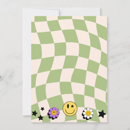 セージ名門私立校風のグリーンハッピー顔パーティー誕生日 招待状 (裏面)