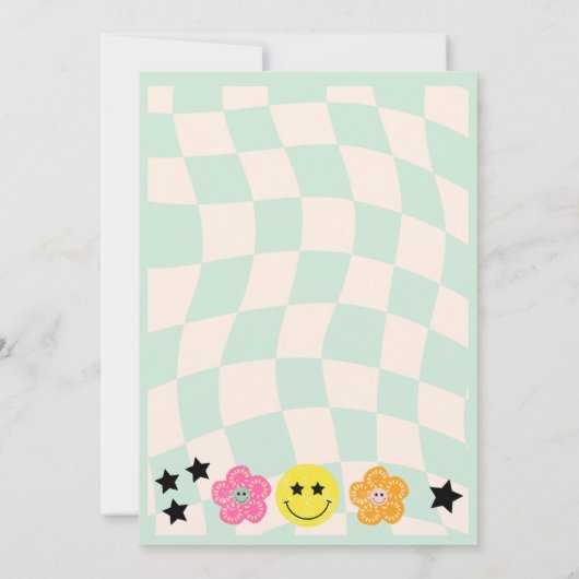 セージ名門私立校風のグリーンハッピー顔パーティー誕生日 招待状 (裏面)