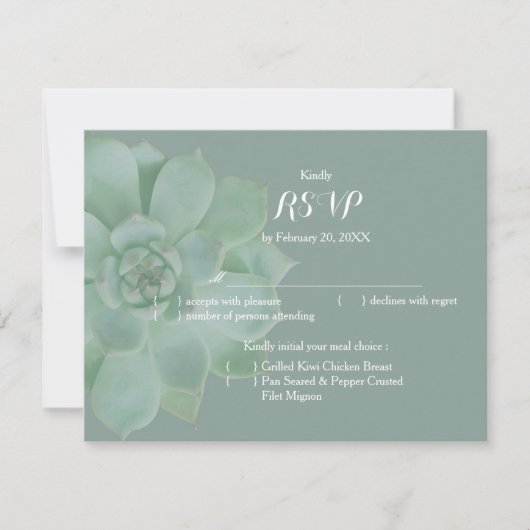セージ多肉性庭園の結婚式RSVP 出欠カード (正面)