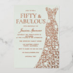 セージ実在グリーンバラ金ゴールドドレス50th誕生日 箔招待状<br><div class="desc">セージ実在グリーンバラ金ゴールドドレス50th誕生日フォイル招待状ニッチとネストストアで他の招待状を参照</div>