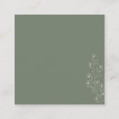 セージ小さなフローラミニスクエアウェディング日付を保存 エンクロージャーカード (裏面)