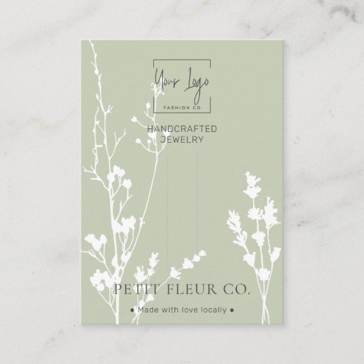 セージ山花ジュエリーヘアクリップ表示カード コーリングカード (正面)