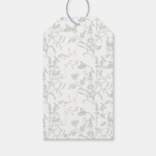 セージ弓ベビーシャワーギフトラベル ギフトタグ (裏面)