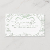 セージ弓赤ちゃんシャワーおむつラッフル エンクロージャーカード (正面)