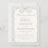 セージ彼女は結び目レースブライダルシャワー 招待状 (正面)